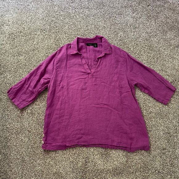 Tahari purple linen three-quarter sleeve top size 2X - Picture 6 of 13